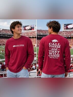 Houndstooth Arkansas Razorbacks “Call Them and They Will Come” LS Tee XXL